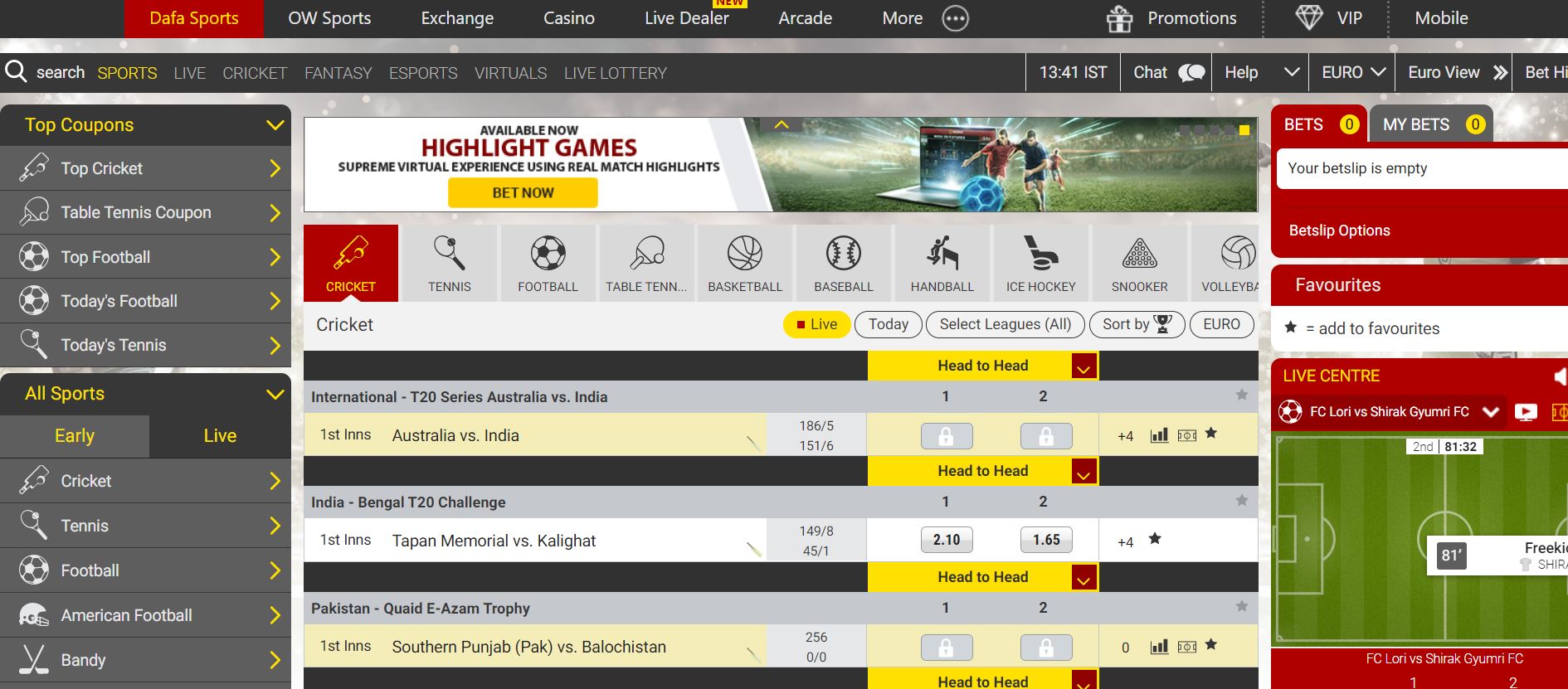 Dafabet India virtual sports betting