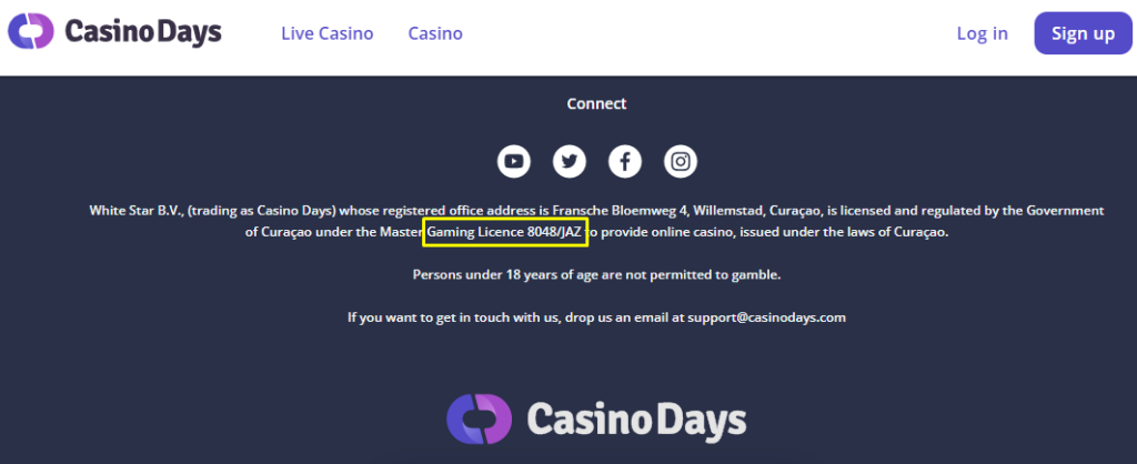 casino days gambling license no
