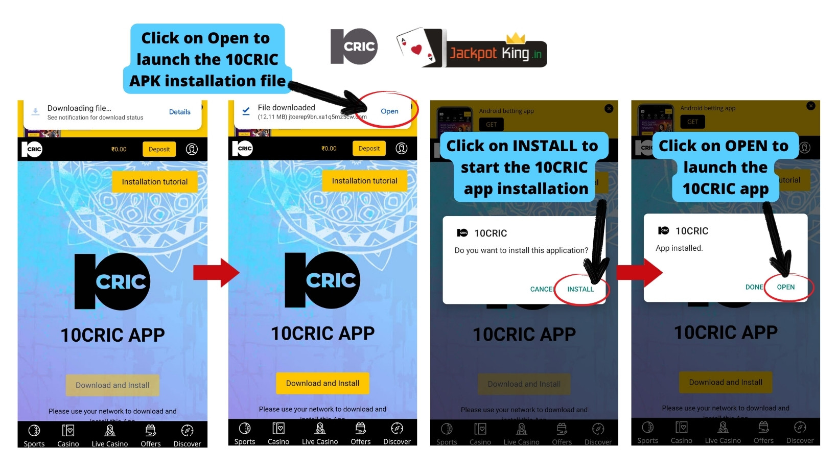 10CRIC App Installation for Android
