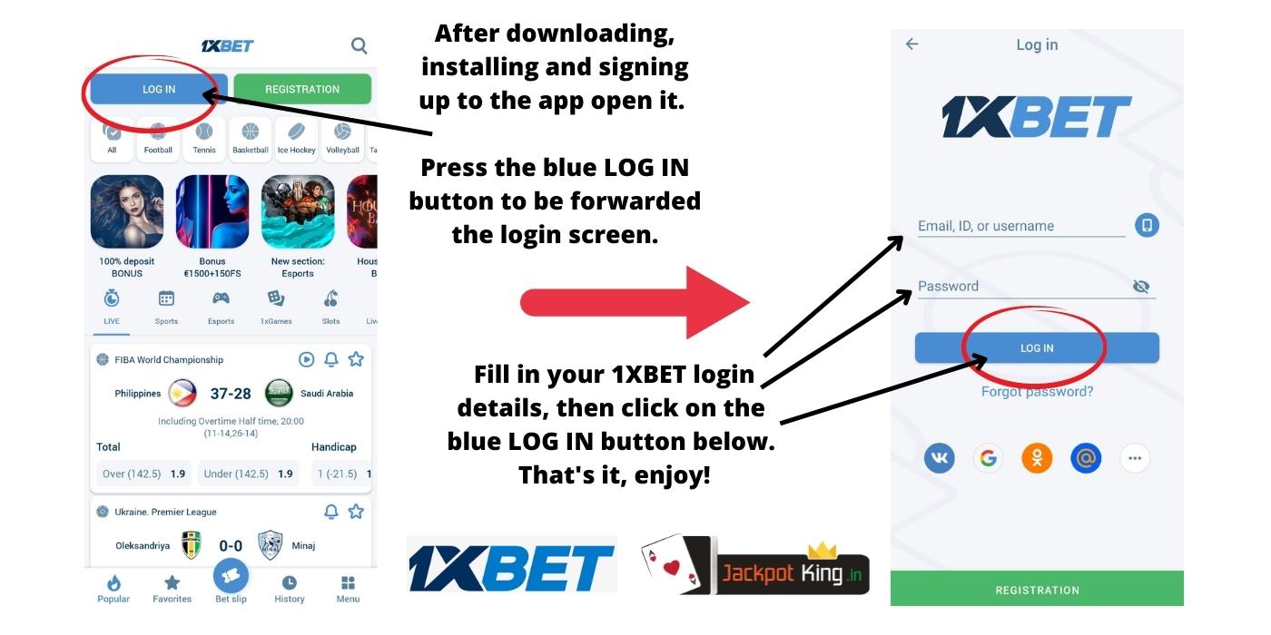 1XBET App Login Process