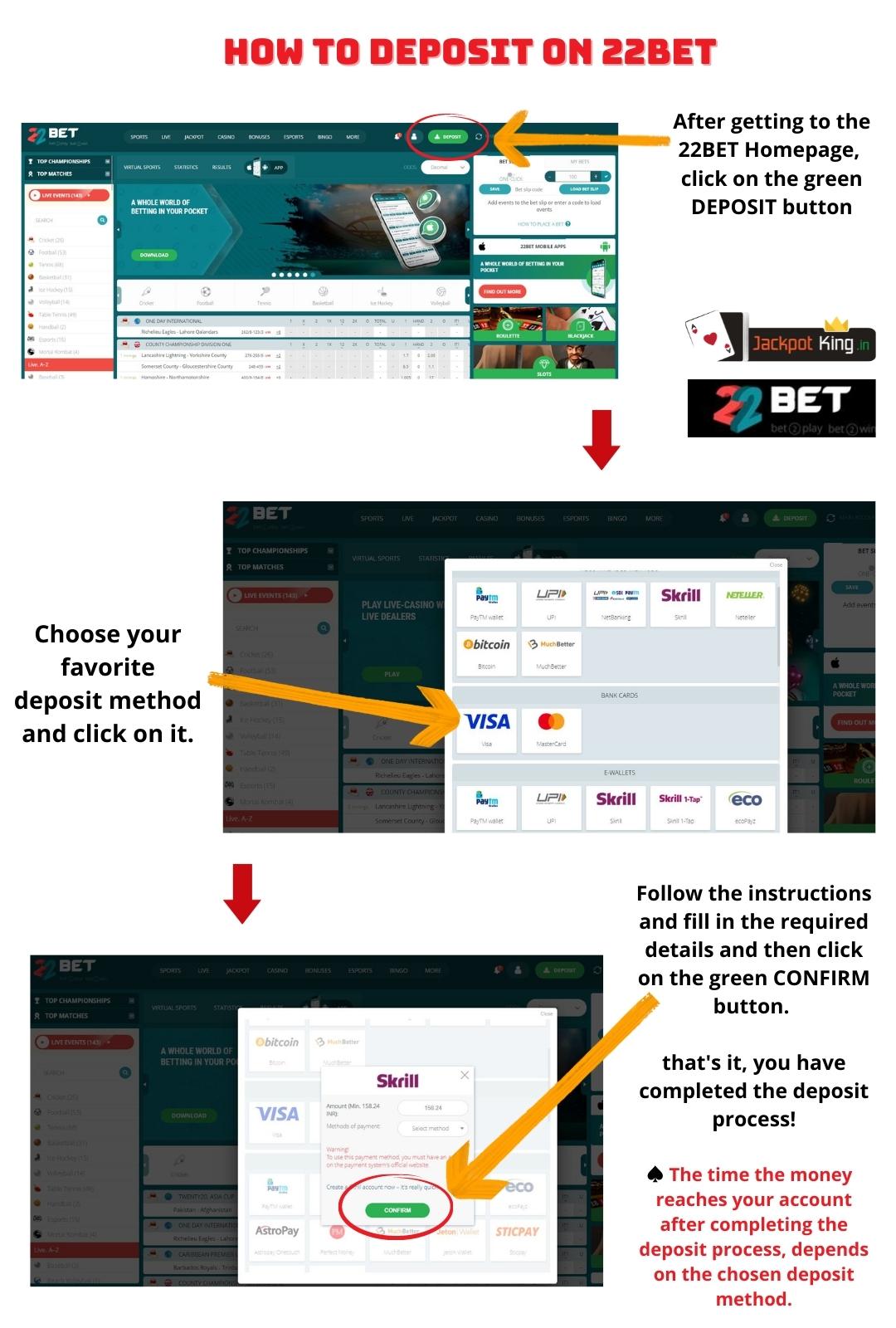 How to Deposit on 22BET - Visual Guide