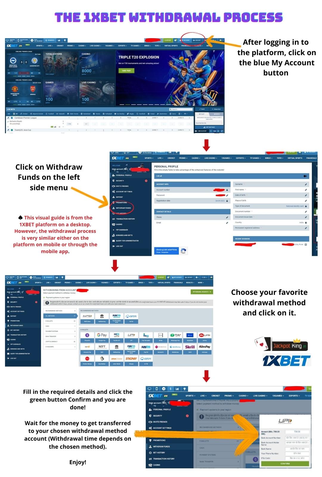 How to withdraw money from 1XBET - The full visual guide