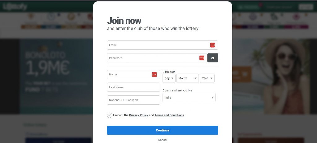 Lottofy how to register